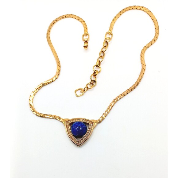 Henkel Grosse Jewelry - Grosse' Signed GoldTone Collar Necklace Gorgeous Faux Lapis Stone